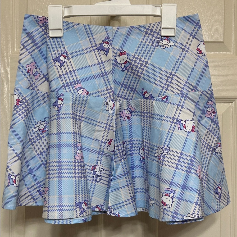 Hello Kitty Blue and White Plaid Skater Skirt